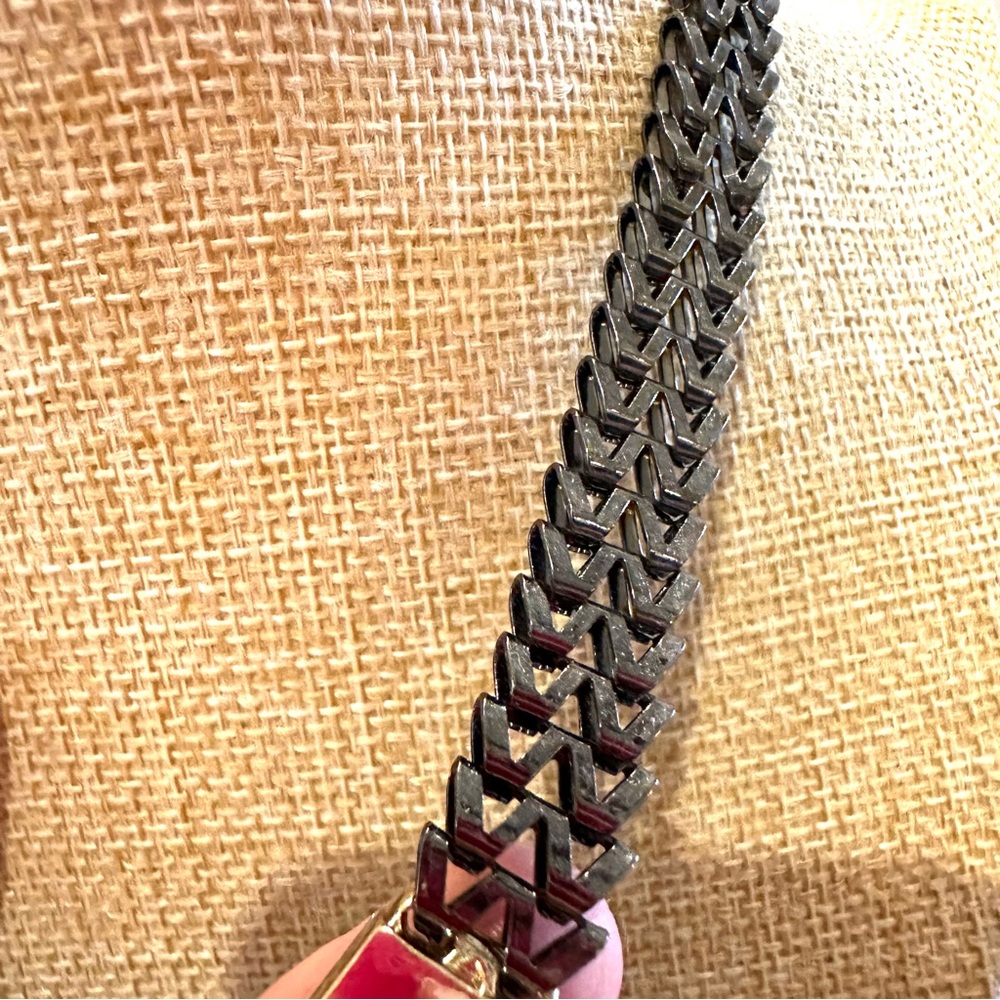 Express Statement Necklace Reversible Gunmetal W/… - image 8